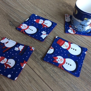 Christmas coasters, snowman coasters, snowman print, snowman gift, Christmas tableware, stocking filler, stocking stuffer, Christmas accesso