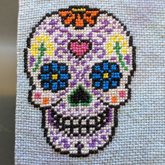 Sugar skull Halloween Girl cross stitch design pdf pattern for digital ...