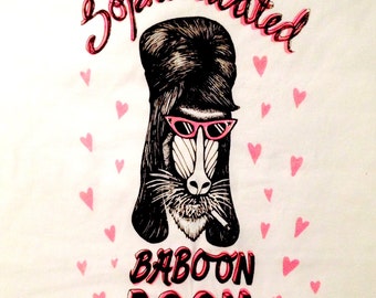 SOPHISTICATED BABOON BOOM // Black & Pink on White Screenprinted Shirt
