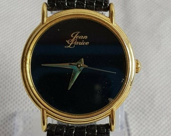 Vintage 70er Jahre Französisch Jean Larive Herren mechanische Uhr mit Lederband