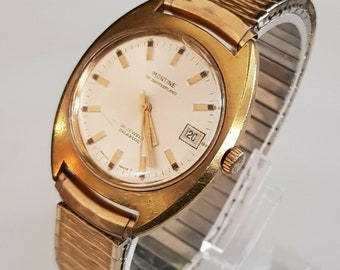 Vintage Montine Of Swtitzerland Mens 25 Jewels Incabloc Mechnical Watch Working