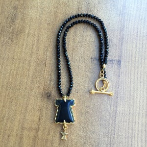 Black Jade Caftan Necklace,Jade Necklace,Gold Necklace,Kaftan Necklace,Healing Necklace,Gold Plated Necklace,Black Necklace,Gold Necklace