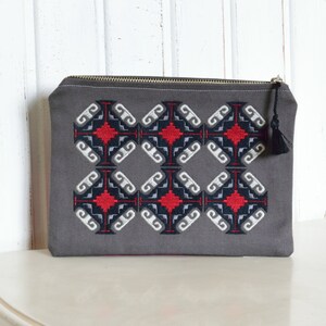 Embroidered Clutch,Gray Clutch,Embroidered bag,Boho Clutch bag,Gray Canvas Bag,Embroidered Purse,Ethnic Purse,Ethnic Clutch