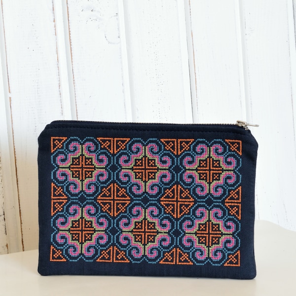 Hmong Bag,Hmong Purse,Embroidered Clutch,Hmong  Clutch,Embroidered Bag,Bohemian Clutch,Blue Embroidered Bag,Blue Purse,Blue Canvas Bag