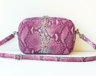 Snake leather bag,Snakeskin Bag,Pink ombre Bag,Pink Crossbody,Pink Boxy Bag,Pink Snake Bag,Pink Leather Bag,Pink Shoulder Bag