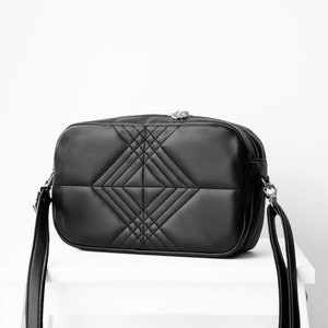 Black Quilted Bag,Black Crossbody Bag,Leather Crossbody,Leather Quilted Bag,Black leather Bag,Quilted Crossbody,Black Shoulder Bag