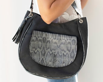 Sac à bandoulière en cuir, sac à bandoulière noir, sac à bandoulière en toile, sac à bandoulière boho, sac à main en cuir, sac en cuir