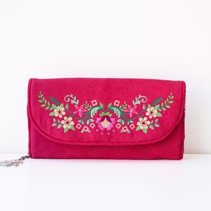 Rosa bestickte Tasche,Rosa Umhängetasche,bestickte Clutch,Rosa Umhängetasche,Blumen Crossbody,bestickte Geldbörse,Umschlag Clutch,Blumen Clutch