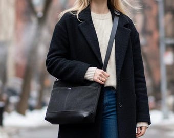 Sac à bandoulière noir, sac à bandoulière en cuir, sac en cuir noir, sac à bandoulière noir, sac à bandoulière en cuir, sac en toile noire, sac à bandoulière en toile cirée