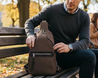 Sac à bandoulière marron, bandoulière en toile marron, sac à dos marron, sac en toile cirée, sac à bandoulière rétro, sac à bandoulière en toile, écharpe pour homme, sac à bandoulière unisexe