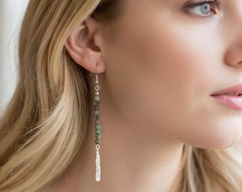 Boucles d'oreilles turquoise,Boucles d'oreilles vertes,Boucles d'oreilles longues,Boucles d'oreilles ethniques,Boucles d'oreilles bohèmes,Boucles d'oreilles bohèmes,Boucles d'oreilles en argent,Boucles d'oreilles en pierres précieuses
