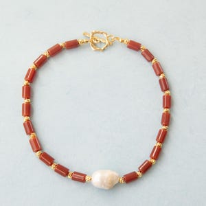 Baroque Pearl Necklace,Red Agate Necklace,Pearl Necklace,Gold Necklace,Crystal Necklace,Gemstone Necklace,Orange Necklace