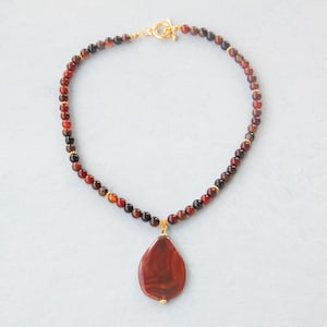 Red Agate Necklace,Agate Necklace,Gold Necklace,Drop Agate Necklace,Healing Necklace,Deep Orange Necklace,Black Necklace,Orange Pendant
