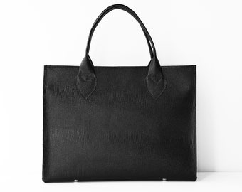 Black Leather Tote,Leather Tote,Leather Shoulder Bag,Black Leather Purse,Leather Tote,Black Leather Bag,Leather Handbag,Structured Tote Bag