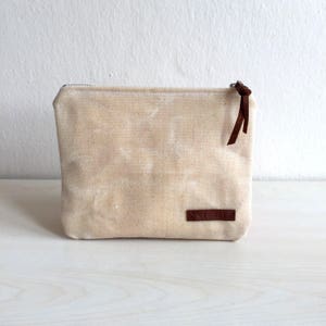 Waxed Canvas Zippered Pouch,Beige Zippered Pouch,Waxed Canvas Bag,Waxed Canvas Clutch,Canvas zipper pouch,Beige Coin Purse,Canvas Coin Purse