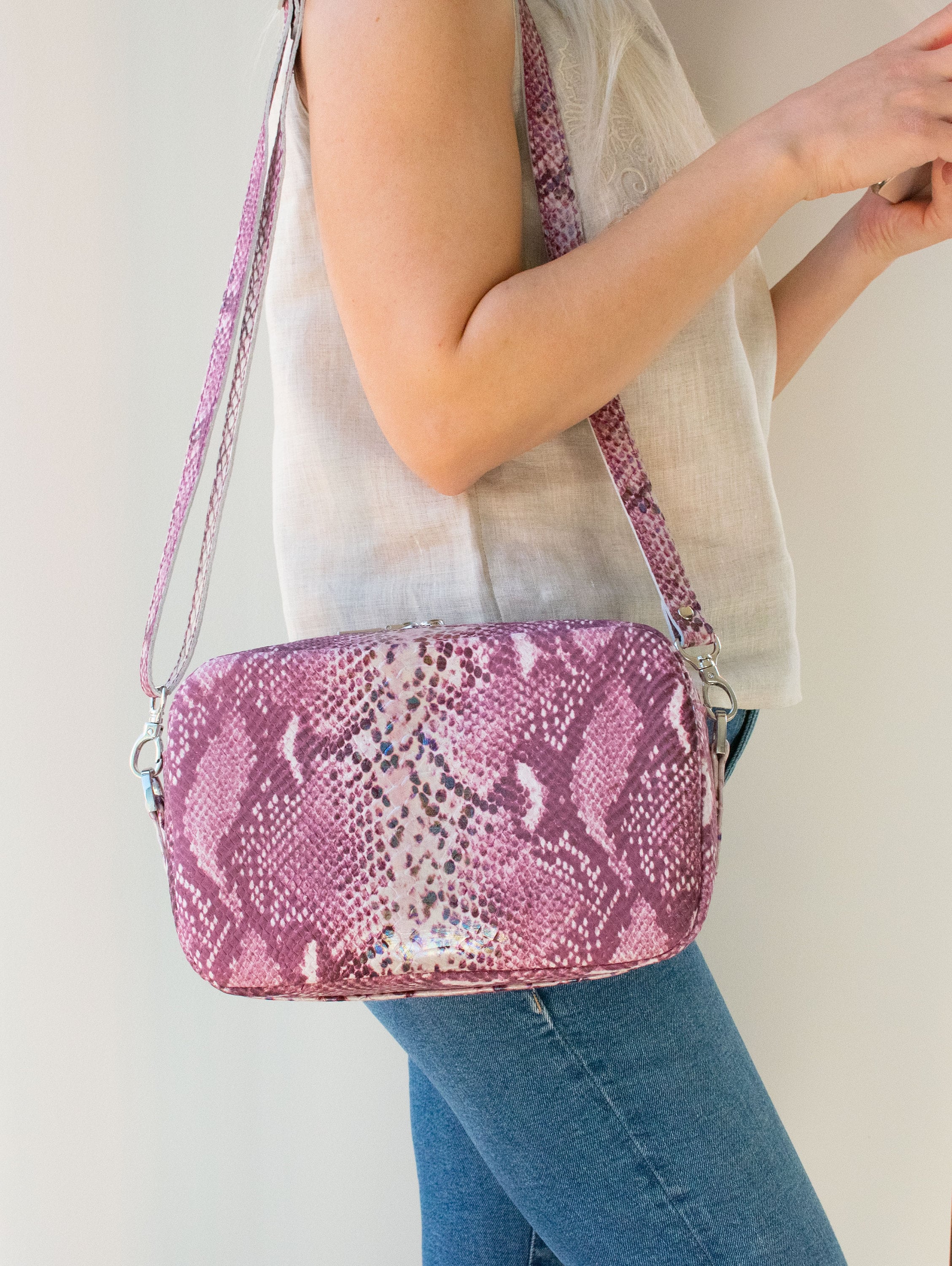 Snake Leather Bag,snakeskin Bag,pink Ombre Bag,pink Crossbody,pink