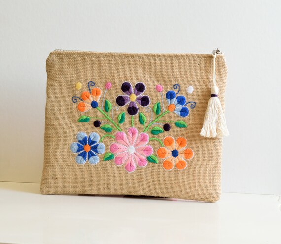 花柄ハンドバッグ、刺繍入りクラッチ、刺繍入りバッグ、ボヘミアン 