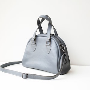 Gray Bowler Bag,Leather Bowler Bag,Leather Crossbody,Gray Shoulder Bag,Gray Leather Bag,Gray Leather Purse,Gray Crossbody,Bowler Bag