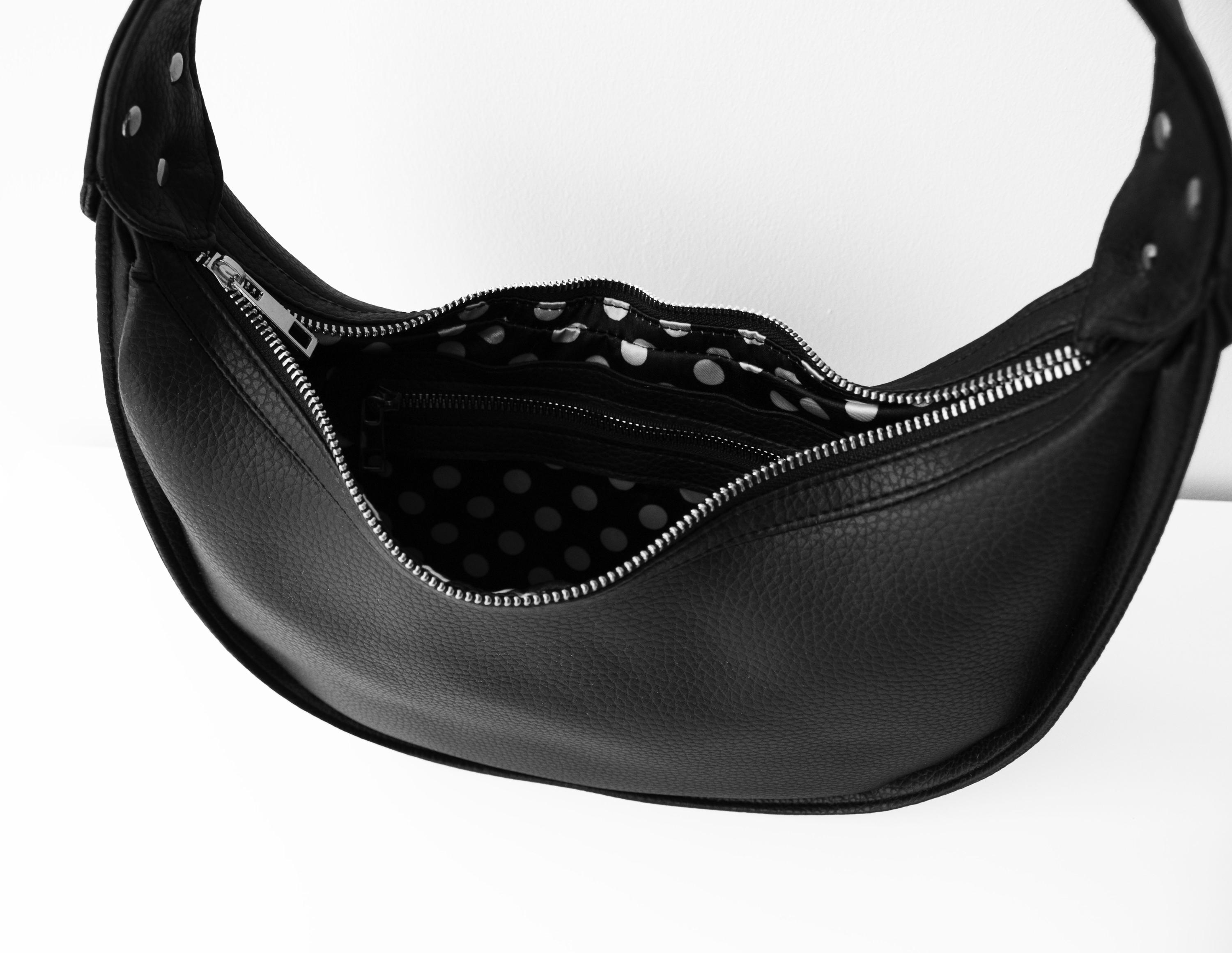 Half Moon Bag,black Shoulder Bag,leather Bag,leather