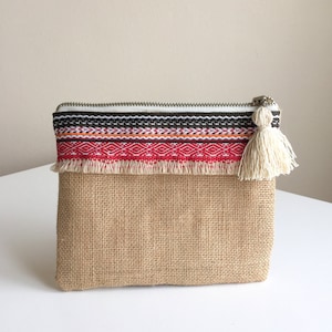 Boho Makeup Bag,Boho Zipper Pouch,Burlap Cosmetic Bag,Boho Cosmetic Bag,Ethnic,Bohemian Pouch,Coin Purse,Boho Pouch,Makeup Bag,Gift For Her