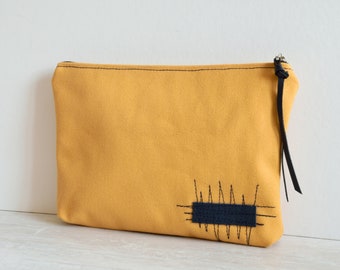 Yellow Canvas Clutch,Yellow Canvas Bag,Zippered Canvas Bag,Yellow Zipper Clutch,Yellow Canvas Purse,Canvas Clutch,Zippered Canvas Pouch