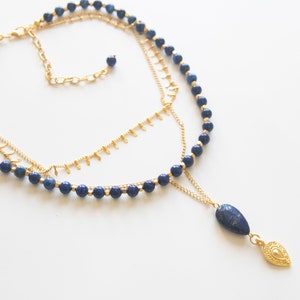 Lapis Necklace,Lapis Lazuli,Blue Lapis Necklace,Lapis Lazuli Necklace,Gold  Necklace,3 strand necklace,Healing Necklace,Layered Necklace