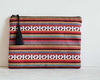 Colorful Clutch,Striped Clutch,Woven Clutch,Colorful Bag,Red Clutch Bag,Geometric Clutch,Boho Mini Bag,Boho Zipper Clutch