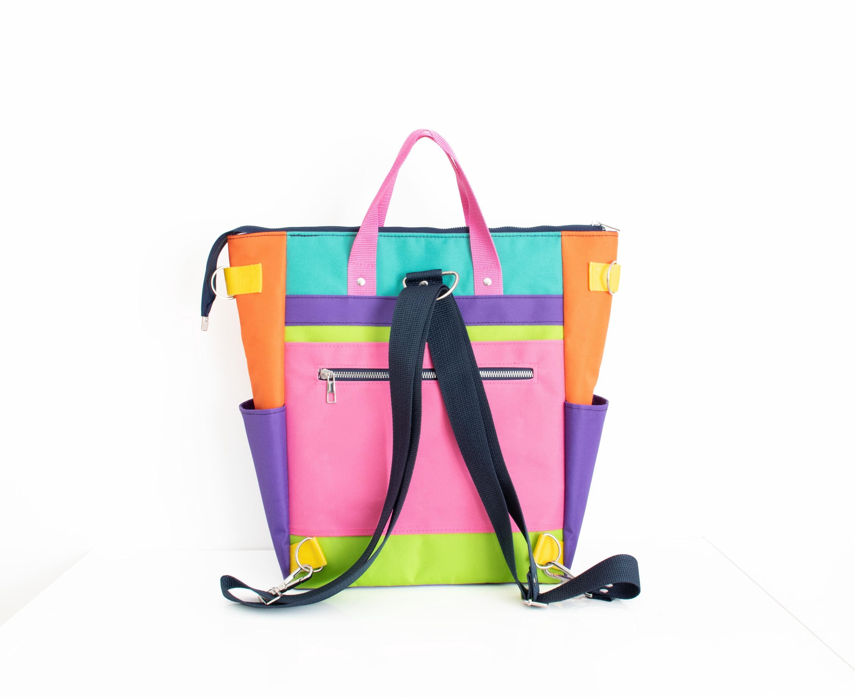 Colourful Backpack,colour Block Bag,rainbow Backpack,rainbow Crossbody ...