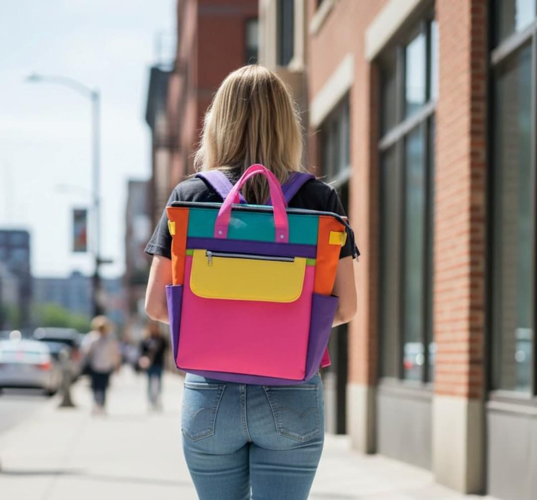 Colourful Backpack,colour Block Bag,rainbow Backpack,rainbow Crossbody ...