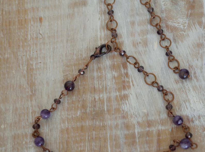Amethyst Necklace,Copper Wire Necklace,Hammered Necklace,Copper necklace,Oxidize Necklace,Purple Jade Necklace,Jade Necklace,Purple Necklace
