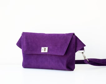 Purple Belt Bag,Purple Hip Bag,Purple Fanny Pack,Purple Suede Bag,Purple Crossbody,Purple Waist Pack,Suede Belt Bag,Suede Hip Bag,Belt Bag