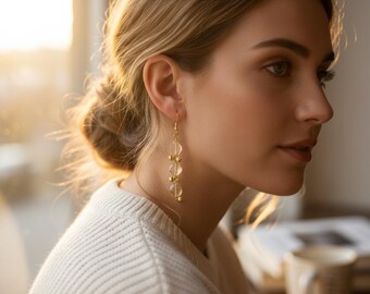 Boucles d'oreilles en citrine,Boucles d'oreilles jaunes,Boucles d'oreilles scintillantes,Boucles d'oreilles en or,Boucles d'oreilles en cristal,Boucles d'oreilles pendantes,Boucles d'oreilles longues,Boucles d'oreilles en pierres précieuses