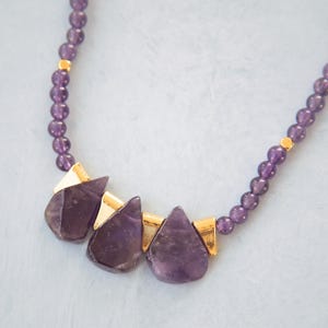 Amethyst Necklace,Amethyst Gold Necklace,Amethyst Pendant Necklace,Gold Necklace,Crystal Necklace,Purple Necklace,teardrop necklace