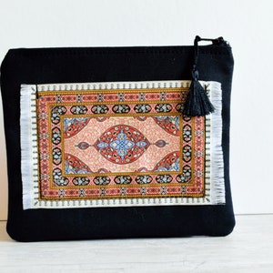 Carpet Zipper Pouch,Toiletry Bag,Boho Makeup Bag,Boho Cosmetic Bag,Boho Zipper Pouch,Makeup Bag,Cosmetic Bag,Pencil Case,Gift for her