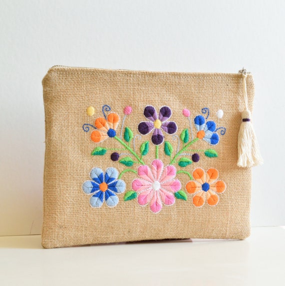 花柄ハンドバッグ、刺繍入りクラッチ、刺繍入りバッグ、ボヘミアン 