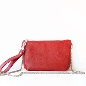 Monedero de piel roja,Bolso de hombro rojo,Bolso de hombro de piel,Bolso de piel roja,Cartera de piel roja,Muñequera de piel roja,Bolso con correa de cadena