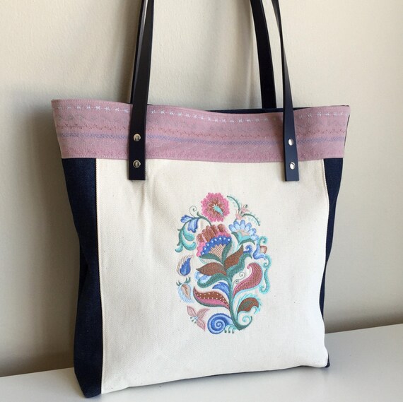 Embroidered Tote embroidered Bag jean Handbag embroidered Purse floral Tote Bag floral Shoulder Bag floral Tote handmade Tote shoulder Bag Etsy Ireland