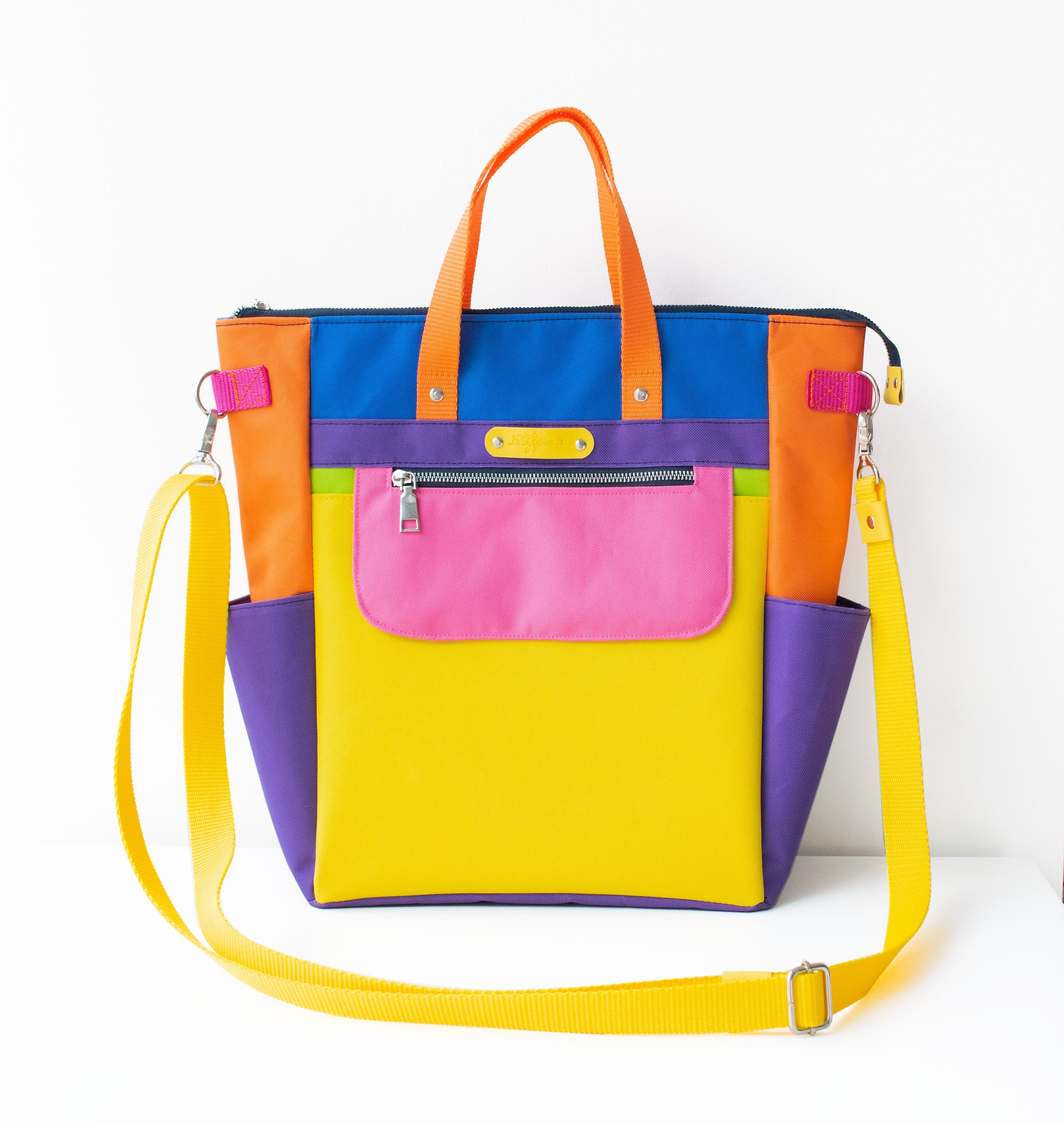 Color block Shoulder bag  Primary colors in waterproof leather –  mariamaleta
