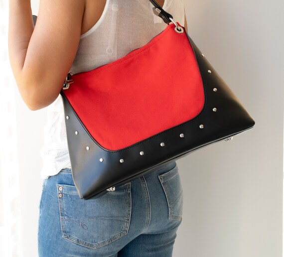 Rote Umhängetasche,Rote Baguette Tasche,Rote Hobo Tasche,Leder