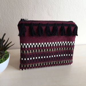 Woven Zipper Pouch,Fringe Makeup bag,Fringe Cosmetic Bag,Coin purse,Pencil Case,Boho Makeup bag,Boho Cosmetic Bag,Gift for her,Makeup Bag