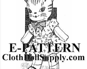 E-Pattern – Girl Kitten Doll Sewing Pattern #EP 908