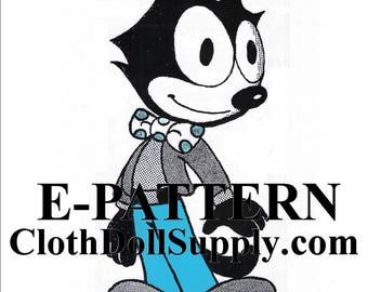 E-Pattern – Felix The Cat Cloth Doll Sewing Pattern #EP 456