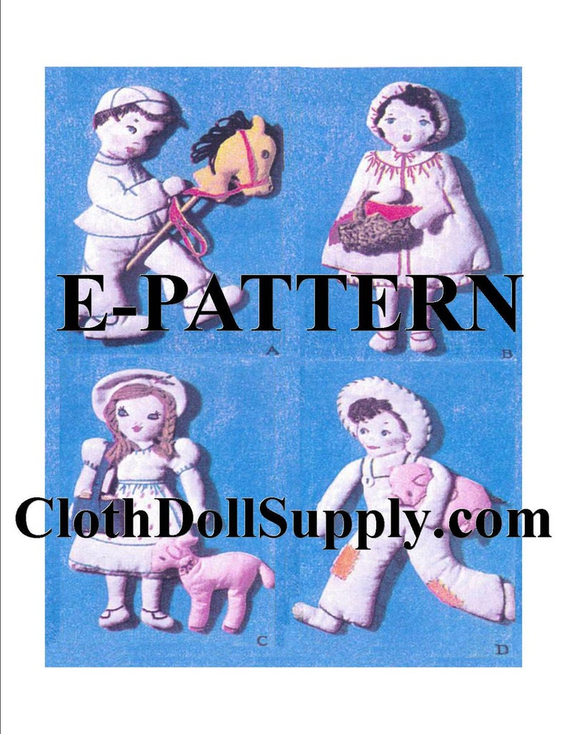 E-Pattern Four Nursery Rhyme Dolls Sewing Pattern EP 1232 image 1