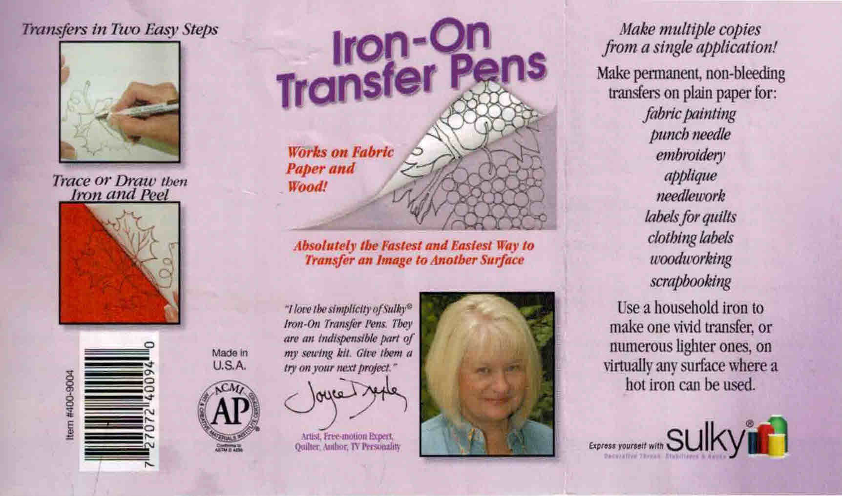 Sulky Ironon Transfer Pen Set 4 Colors Etsy