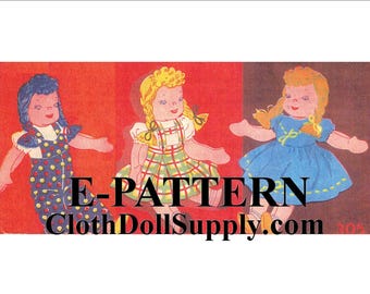 E-Pattern – 9-Inch Cloth Doll & 3 Outfits Sewing Pattern #EP 305