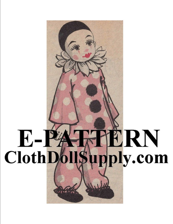 E Pattern Pierrot Clown Doll Sewing Pattern Ep 950 Etsy