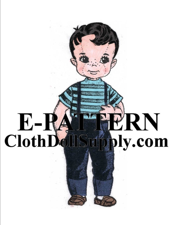 Stuffed Toy PATTERN 7106 Vintage 24 Jointed Boy Doll Pattern with Shorts /& Top
