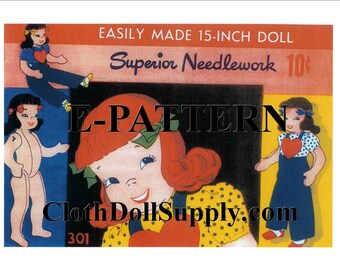 E-Pattern – Easily Made 15 Inch Doll Sewing Pattern #EP 301