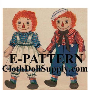 E-Pattern – Raggedy Ann & Andy Doll Sewing Pattern #EP 820