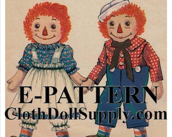 E-Pattern – Raggedy Ann & Andy Doll Sewing Pattern #EP 820